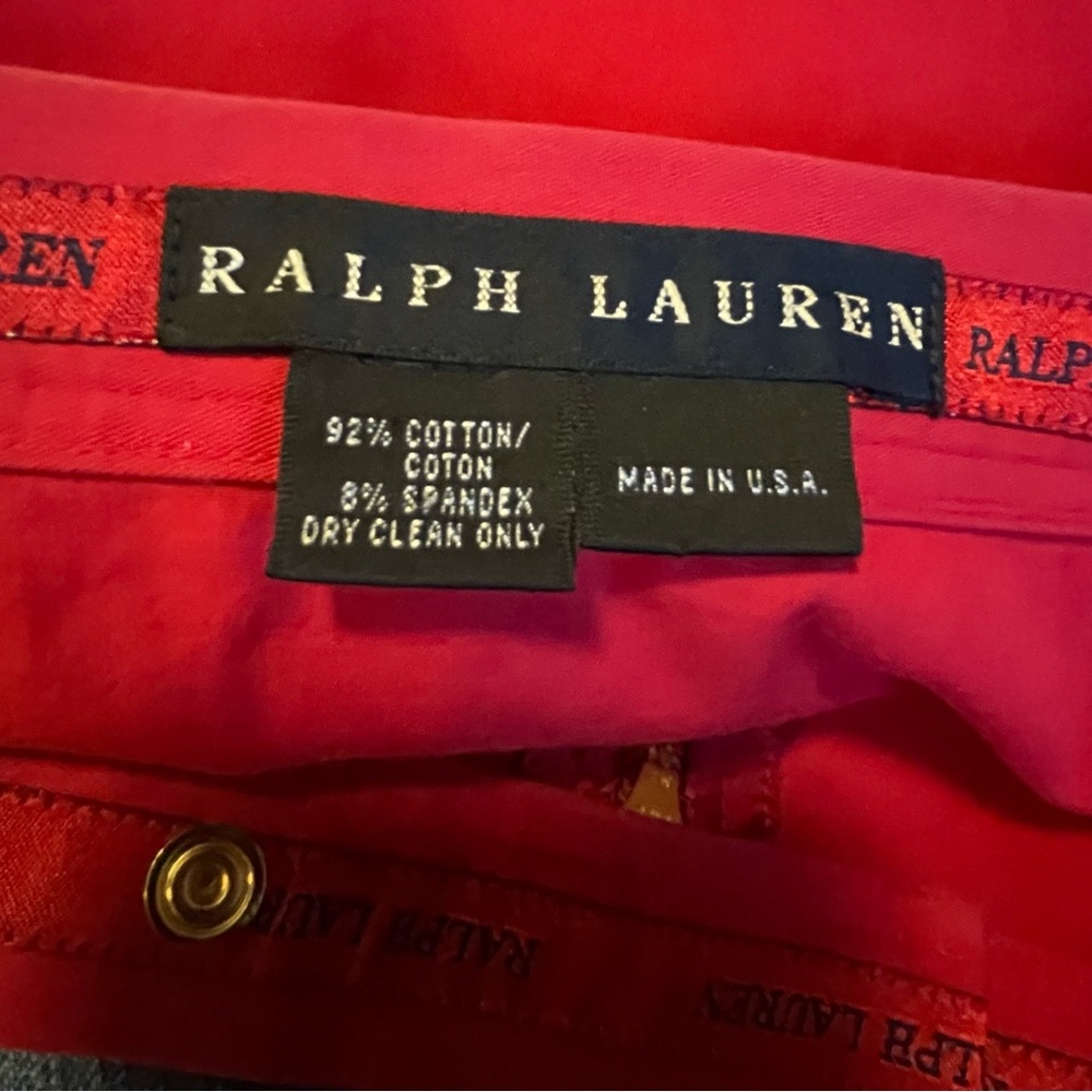 Ralph Lauren Red Pencil Skirt Front Gold Zip Detail Womens Vintage - Size 6 - Picture 4 of 5